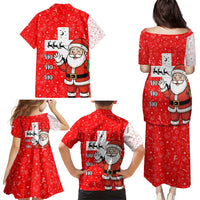 Switzerland Christmas Family Matching Puletasi and Hawaiian Shirt with Santa Sleigh Silhouette and Red Holiday Icon - Wonder Print Shop
