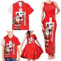 Switzerland Christmas Family Matching Tank Maxi Dress and Hawaiian Shirt with Santa Sleigh Silhouette and Red Holiday Icon - Wonder Print Shop
