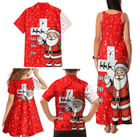 Switzerland Christmas Family Matching Tank Maxi Dress and Hawaiian Shirt with Santa Sleigh Silhouette and Red Holiday Icon - Wonder Print Shop