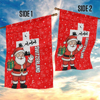 Switzerland Christmas Garden Flag with Santa Sleigh Silhouette and Red Holiday Icon - Wonder Print Shop