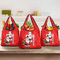 Switzerland Christmas Grocery Bag with Santa Sleigh Silhouette and Red Holiday Icon - Wonder Print Shop