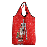 Switzerland Christmas Grocery Bag with Santa Sleigh Silhouette and Red Holiday Icon - Wonder Print Shop