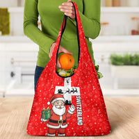 Switzerland Christmas Grocery Bag with Santa Sleigh Silhouette and Red Holiday Icon - Wonder Print Shop
