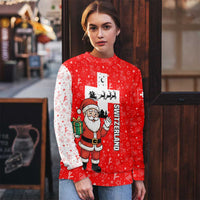 Switzerland Christmas Ugly Christmas Sweater with Santa Sleigh Silhouette and Red Holiday Icon - Wonder Print Shop