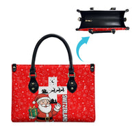 Switzerland Christmas Leather Bag with Santa Sleigh Silhouette and Red Holiday Icon - Wonder Print Shop