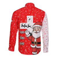Switzerland Christmas Long Sleeve Button Shirt with Santa Sleigh Silhouette and Red Holiday Icon - Wonder Print Shop