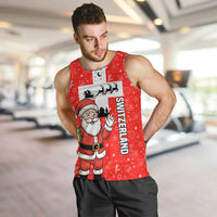 Switzerland Christmas Men Tank Top with Santa Sleigh Silhouette and Red Holiday Icon - Wonder Print Shop
