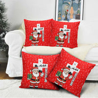 Switzerland Christmas Pillow Cover with Santa Sleigh Silhouette and Red Holiday Icon - Wonder Print Shop