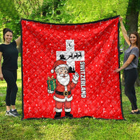 Switzerland Christmas Quilt with Santa Sleigh Silhouette and Red Holiday Icon - Wonder Print Shop