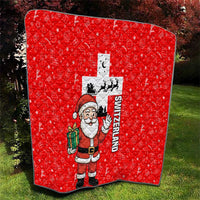 Switzerland Christmas Quilt with Santa Sleigh Silhouette and Red Holiday Icon - Wonder Print Shop