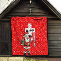 Switzerland Christmas Quilt with Santa Sleigh Silhouette and Red Holiday Icon - Wonder Print Shop