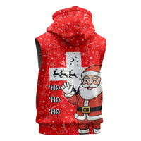 Switzerland Christmas Sleeveless Zip Hoodie with Santa Sleigh Silhouette and Red Holiday Icon - Wonder Print Shop