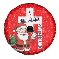 Switzerland Christmas Spare Tire Cover with Santa Sleigh Silhouette and Red Holiday Icon - Wonder Print Shop
