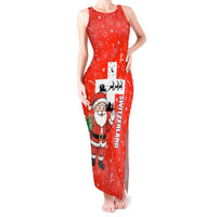 Switzerland Christmas Tank Maxi Dress with Santa Sleigh Silhouette and Red Holiday Icon - Wonder Print Shop