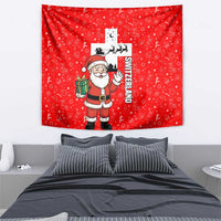 Switzerland Christmas Tapestry with Santa Sleigh Silhouette and Red Holiday Icon - Wonder Print Shop
