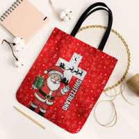Switzerland Christmas Tote Bag with Santa Sleigh Silhouette and Red Holiday Icon - Wonder Print Shop