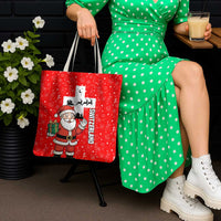 Switzerland Christmas Tote Bag with Santa Sleigh Silhouette and Red Holiday Icon - Wonder Print Shop
