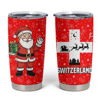 Switzerland Christmas Tumbler Cup with Santa Sleigh Silhouette and Red Holiday Icon - Wonder Print Shop