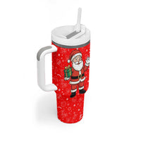 Switzerland Christmas Tumbler With Handle with Santa Sleigh Silhouette and Red Holiday Icon - Wonder Print Shop
