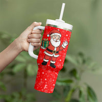 Switzerland Christmas Tumbler With Handle with Santa Sleigh Silhouette and Red Holiday Icon - Wonder Print Shop