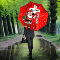 Switzerland Christmas Umbrella with Santa Sleigh Silhouette and Red Holiday Icon - Wonder Print Shop