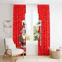 Switzerland Christmas Window Curtain with Santa Sleigh Silhouette and Red Holiday Icon - Wonder Print Shop