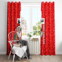 Switzerland Christmas Window Curtain with Santa Sleigh Silhouette and Red Holiday Icon - Wonder Print Shop