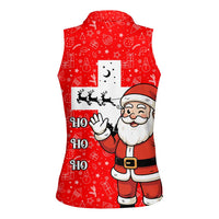Switzerland Christmas Women Sleeveless Polo Shirt with Santa Sleigh Silhouette and Red Holiday Icon - Wonder Print Shop