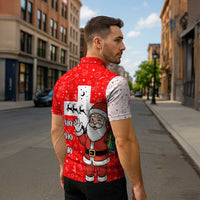 Switzerland Christmas Zipper Polo Shirt with Santa Sleigh Silhouette and Red Holiday Icon - Wonder Print Shop