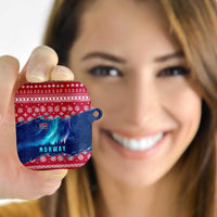 Norway Christmas AirPods Case with Northern Lights Snowflake Pattern and Nordic Forest - Wonder Print Shop