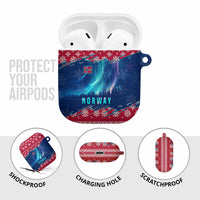 Norway Christmas AirPods Case with Northern Lights Snowflake Pattern and Nordic Forest - Wonder Print Shop