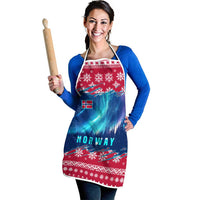 Norway Christmas Apron with Northern Lights Snowflake Pattern and Nordic Forest - Wonder Print Shop