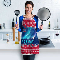 Norway Christmas Apron with Northern Lights Snowflake Pattern and Nordic Forest - Wonder Print Shop