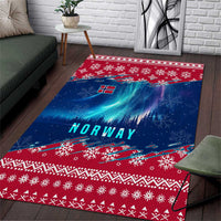 Norway Christmas Area Rug with Northern Lights Snowflake Pattern and Nordic Forest - Wonder Print Shop