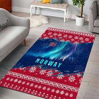 Norway Christmas Area Rug with Northern Lights Snowflake Pattern and Nordic Forest - Wonder Print Shop