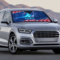 Norway Christmas Auto Sun Shade with Northern Lights Snowflake Pattern and Nordic Forest - Wonder Print Shop