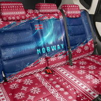 Norway Christmas Back Car Seat Cover with Northern Lights Snowflake Pattern and Nordic Forest - Wonder Print Shop