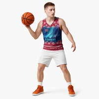 Norway Christmas Basketball Jersey with Northern Lights Snowflake Pattern and Nordic Forest - Wonder Print Shop