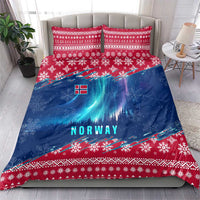 Norway Christmas Bedding Set with Northern Lights Snowflake Pattern and Nordic Forest - Wonder Print Shop