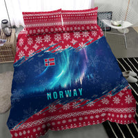 Norway Christmas Bedding Set with Northern Lights Snowflake Pattern and Nordic Forest - Wonder Print Shop