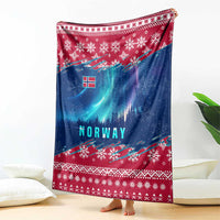 Norway Christmas Blanket with Northern Lights Snowflake Pattern and Nordic Forest - Wonder Print Shop