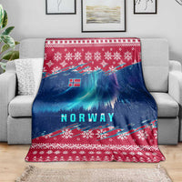 Norway Christmas Blanket with Northern Lights Snowflake Pattern and Nordic Forest - Wonder Print Shop