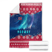 Norway Christmas Blanket with Northern Lights Snowflake Pattern and Nordic Forest - Wonder Print Shop