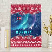 Norway Christmas Canvas Wall Art with Northern Lights Snowflake Pattern and Nordic Forest - Wonder Print Shop