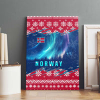 Norway Christmas Canvas Wall Art with Northern Lights Snowflake Pattern and Nordic Forest - Wonder Print Shop