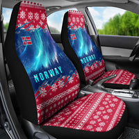 Norway Christmas Car Seat Cover with Northern Lights Snowflake Pattern and Nordic Forest - Wonder Print Shop