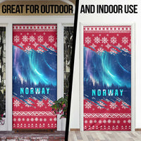 Norway Christmas Door Cover with Northern Lights Snowflake Pattern and Nordic Forest - Wonder Print Shop