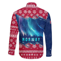 Norway Christmas Family Matching Long Sleeve Bodycon Dress and Hawaiian Shirt with Northern Lights Snowflake Pattern and Nordic Forest - Wonder Print Shop