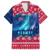 Norway Christmas Family Matching Off Shoulder Maxi Dress and Hawaiian Shirt with Northern Lights Snowflake Pattern and Nordic Forest - Wonder Print Shop
