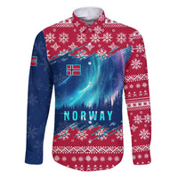 Norway Christmas Family Matching Puletasi and Hawaiian Shirt with Northern Lights Snowflake Pattern and Nordic Forest - Wonder Print Shop